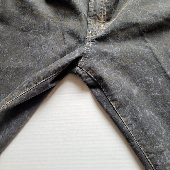 Lois jeans black stretch denim pants paisley grey brown pattern boho high rise - Picture 11 of 12